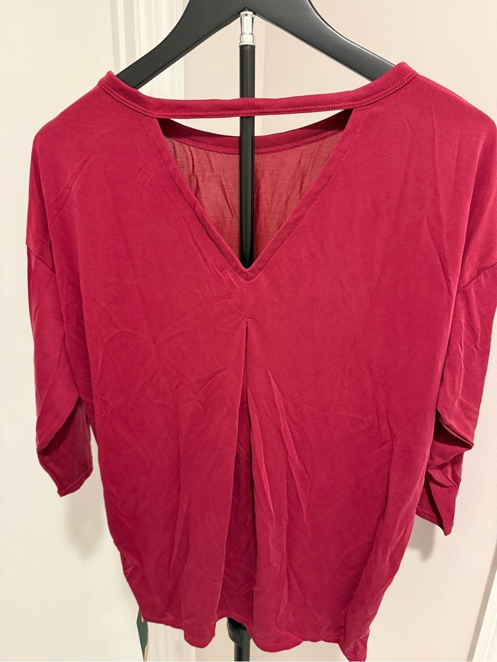 HALARA Relaxed Boatneck Long Sleeve Top - Wine Red - Picture 3 of 5